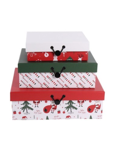 CAJA PLANA MERRY CHRISTMAS GRANDE CON GOMA 23,5x19,5x8CM