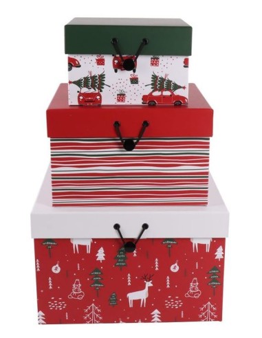 CAJA CUBO GRANDE NAVIDAD CON GOMA 23,5x23,5x15CM