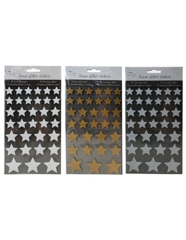 BLISTER ESTRELLAS FOAM ADHESIVAS GLITTER 33UD