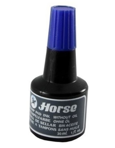 BOTE DE TINTA PARA TAMPÓN DE SELLOS AZUL HORSE DE 30ML.