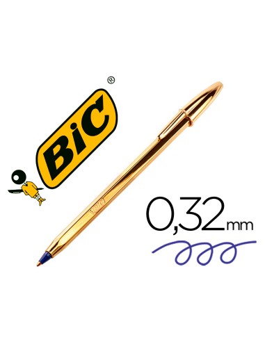 BOLIGRAFO BIC CRISTAL CELEBRATION ORO. TINTA AZUL