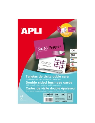 TARJETA DE VISITA APLI 20 HOJAS (100UD.) 85x54MM. 2 CARAS